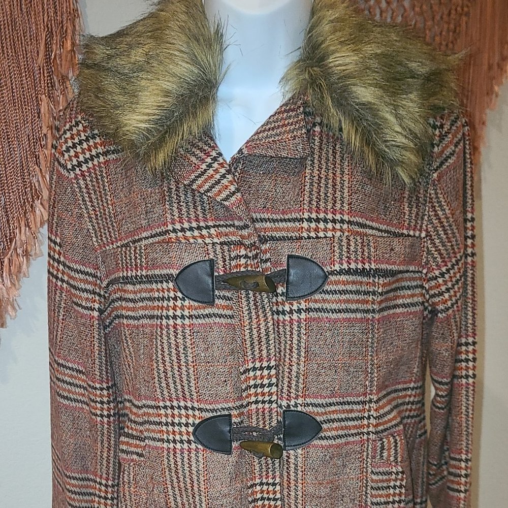 Jolt Plaid Faux Fur Jacket